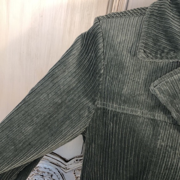 AVEC LES FILLES Sage Green Wide Wale Corduroy Cropped Jacket Size Medium - Picture 7 of 12